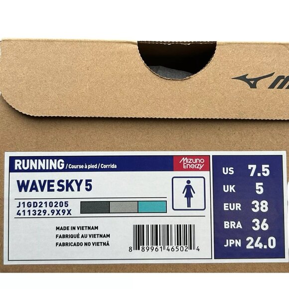 Mizuno Wave Sky 5 Women's Running Shoes Size 7.5 Gray/Aqua Removable Insoles - Picture 11 of 15
